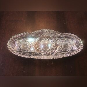 Lead Glass Crystal Dish. Nice Design. Like New